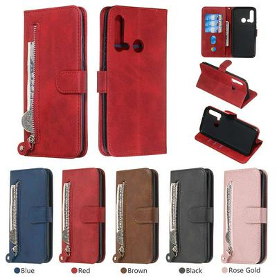 For Huawei P20 lite 2019/Huawei nova 5i Stylish Zipper Calf Pattern Shockproof PU Leather + Soft TPU Phone Case