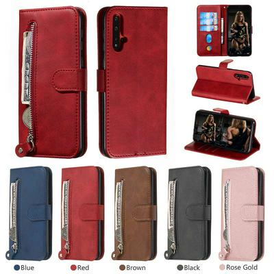 For Huawei nova 5/Huawei nova 5 Pro Stylish Zipper Calf Pattern Shockproof PU Leather + Soft TPU Phone Case