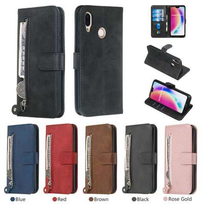 For Huawei P20 lite/Huawei nova 3e Stylish Zipper Calf Pattern Shockproof PU Leather + Soft TPU Phone Case