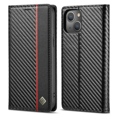 For iPhone 14 Max Carbon Fiber Pattern Anti-fall Folio Flip Leather Case with Card Slots