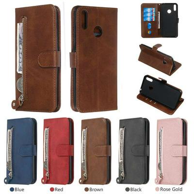 For Huawei Y7 2019/Y7 Pro (2019)/Y7 Prime (2019) Stylish Zipper Calf Pattern Shockproof PU Leather + Soft TPU Phone Case