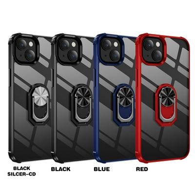 Sergeant Acrylic Shock Absorption and Anti-fall PC+TPU Phone Case with Metal Ring Kickstand and Metal Patch for iPhone 13
