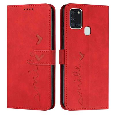 For Samsung Galaxy A21s Love Skin Feeling Flip Cover Plug Card  PU Leather Phone Case