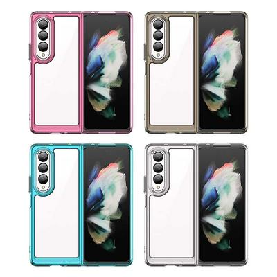 For Samsung Galaxy Z Fold 4 5G TPU + Acrylic Back Cover Anti-fall Clear Phone Case with Independent PC Buttons 