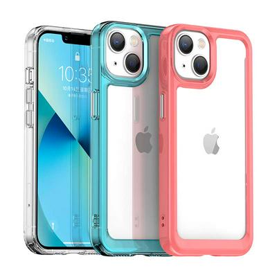 For iPhone 14 TPU + Acrylic Back Cover Anti-fall Clear Phone Case with Independent PC Buttons 