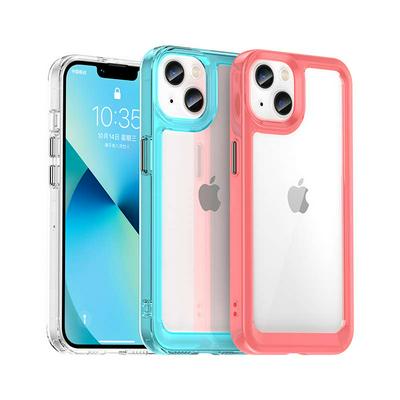 For iPhone 13 TPU + Acrylic Back Cover Anti-fall Clear Phone Case with Independent PC Buttons 