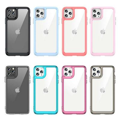 For iPhone 11 Pro(5.8) TPU + Acrylic Back Cover Anti-fall Clear Phone Case with Independent PC Buttons 