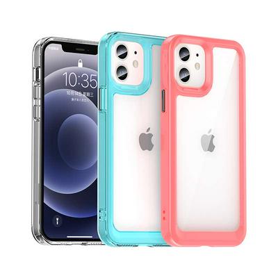 For iPhone 12 TPU + Acrylic Back Cover Anti-fall Clear Phone Case with Independent PC Buttons 