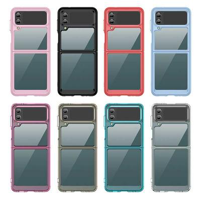 For Samsung Galaxy Z Flip 4 5G TPU + Acrylic Back Cover Anti-fall Clear Phone Case with Independent PC Buttons 