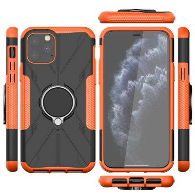 For iPhone 11 Pro(5.8) Mecha Bear TPU+PC+Metal Phone Case with Ring Holder