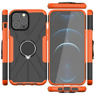 For iPhone 13 Pro Max Mecha Bear TPU+PC+Metal Phone Case with Ring Holder