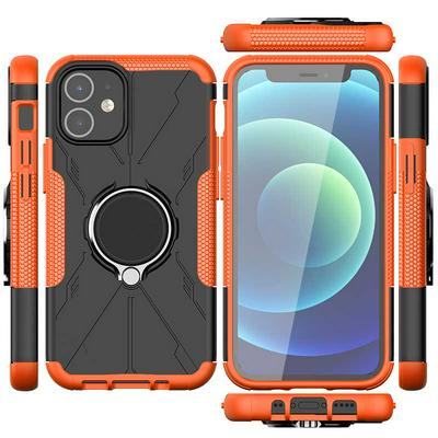 For iPhone 12 mini(5.4) Mecha Bear TPU+PC+Metal Phone Case with Ring Holder