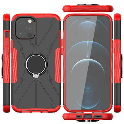 For iPhone 12 Pro Max(6.7) Mecha Bear TPU+PC+Metal Phone Case with Ring Holder