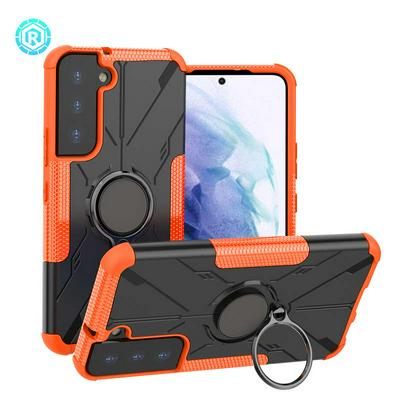 For Samsung Galaxy S22 Mecha Bear TPU+PC+Metal Phone Case with Ring Holder