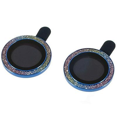 2Pcs / Set for iPhone 14 6.1 inch / 14 Max 6.7 inch Glitter Rhinestone Camera Lens Protector Metal Ring Tempered Glass Lens Fim