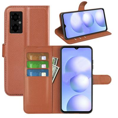 For Xiaomi Poco M4 5G Lychee Pattern Folio Flip Leather Case with Stand and Card Slots Function