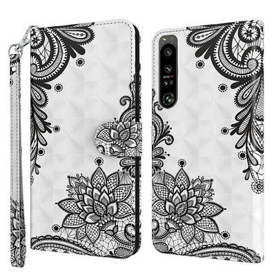For Sony Xperia 1 IV 3D Painted Magnetic Clasp PU Leather Phone Case with Wrist Strap 