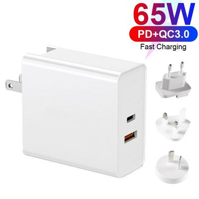 USB C Wall Charger, URVNS 65W Fast Charger for MacBook Pro, 2-Port Foldable USB-C Power Adapter Compatible iPad Pro, iPhone 13