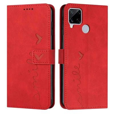 For Realme C12/C15 Love Skin Feeling Flip Cover Plug Card  PU Leather Phone Case