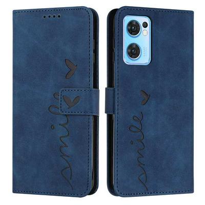 For Oppo Reno7 5G Love Skin Feeling Flip Cover Plug Card  PU Leather Phone Case