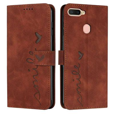 For Oppo A7/A5S/A12 Love Skin Feeling Flip Cover Plug Card  PU Leather Phone Case