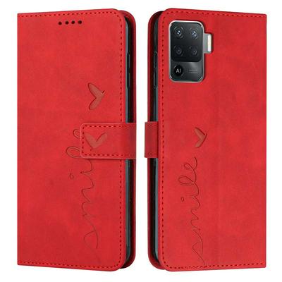 For Oppo F19 Pro/A94 4G Love Skin Feeling Flip Cover Plug Card  PU Leather Phone Case