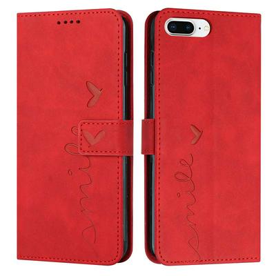 For iPhone 7 Plus / 8 Plus Love Skin Feeling Flip Cover Plug Card  PU Leather Phone Case