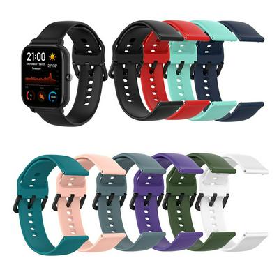 Applicable to Samsung active2 strap, 20mm reverse buckle silicone strap, huami gts4 mini black metal buckle