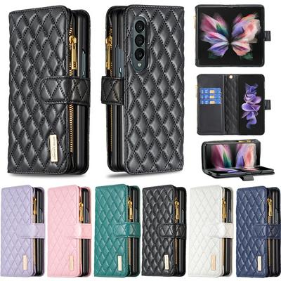 For Samsung Galaxy Z Fold4 5G Small-fragrant Wind Zipper Wallet Leather Phone Case