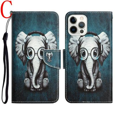 For iPhone 14 Pro Color Painted Side Flip Scratch Resistant PU Leather Wallet Phone Case