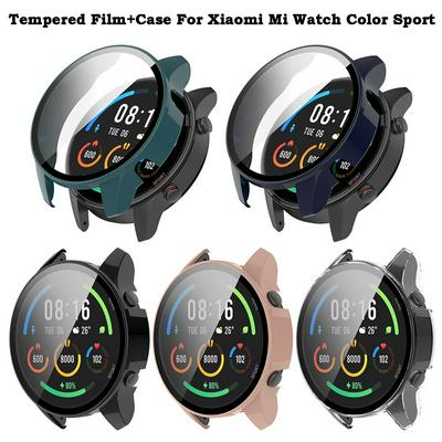 Full PC Protective Case For Xiaomi MI Watch Color Sport Global Version Screen Protector Cases Cover Tempered Glass Clear Film