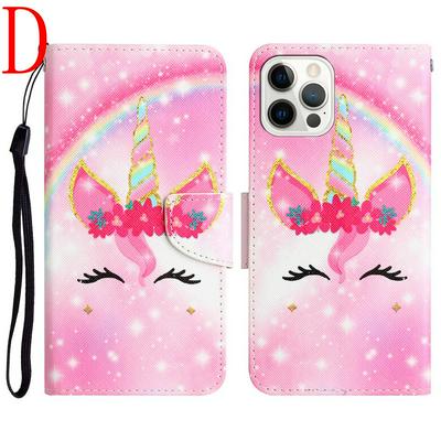 For iPhone 14 Pro Max Color Painted Side Flip Scratch Resistant PU Leather Wallet Phone Case