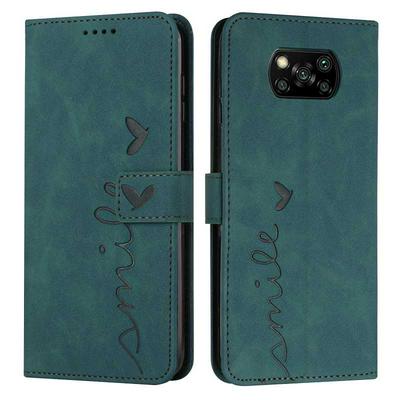 For Xiaomi Poco X3 NFC Love Skin Feeling Flip Cover Plug Card  PU Leather Phone Case