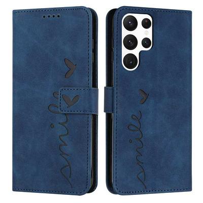 For Samsung Galaxy S22 Ultra Love Skin Feeling Flip Cover Plug Card  PU Leather Phone Case