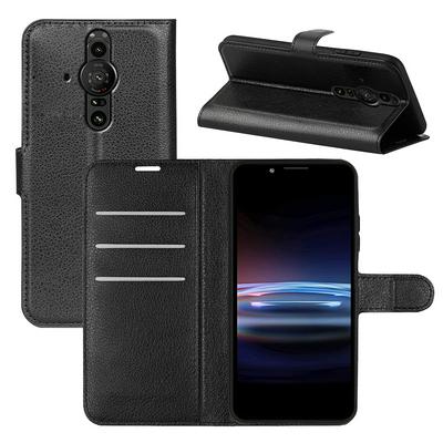 For Sony Xperia Pro-I Lychee Pattern Folio Flip Leather Case with Stand and Card Slots Function