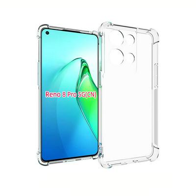 Anti-Fingerprint Non-Slip Waterproof Four Corners Shockproof Transparent Soft TPU Back Cover Protective Case for Oppo RENO 8 Pro