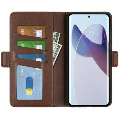 For Motorola Moto Edge 30 Ultra/Motorola Edge X30  Pro Double Buckle Wallet Style Folio Flip Leather Case with Stand and Card Slots Function