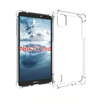 Anti-Fingerprint Non-Slip Waterproof Four Corners Shockproof Transparent Soft TPU Back Cover Protective Case for Nokia C2 2nd Edition