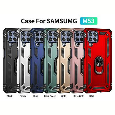 Sergeant Shockproof Drop-proof PC+TPU Phone Protective Case with Metal Ring Kickstand and Metal Patch for Samsung Galaxy M53