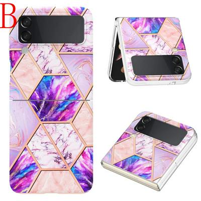 For Samsung Galaxy Z Flip4 IMD Stitched Marble Pattern Hard PC Back Cover Phone Case