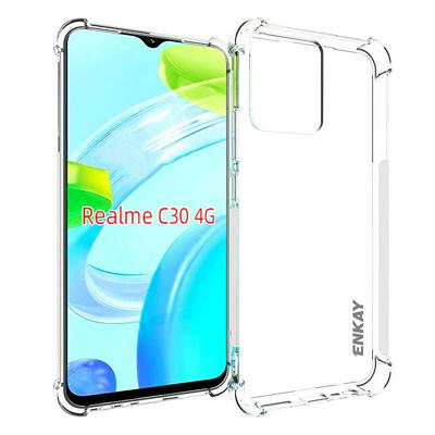 For Oppo Realme C30 4G Four Corners Anti-fall Transparent TPU Back Cover Phone Case