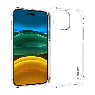 ENKAY For iPhone 14 Pro Four Corners Thickened Anti-fall Transparent TPU Back Cover Phone Case