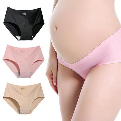 3Pcs Maternity Underwear No Trace Ice Silk Women V-type Underwear Briefs