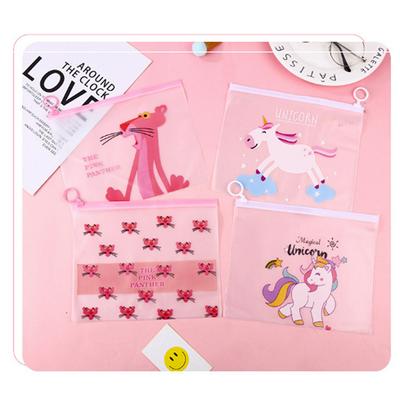 Creative Girl Heart Translucent Cartoon Pattern File Bag with Ring Zipper