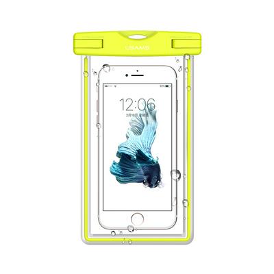 USAMS IPX8 Waterproof Transparent Luminous Window TPU Waterproof Bag for Cellphone Under 6 inch - Luminous Green
