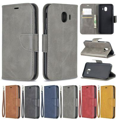 Sheep Skin Shockproof PU Leather + Soft TPU with Card Slots Stand Wallet Protective Case for Samsung Galaxy J4 2018 J400