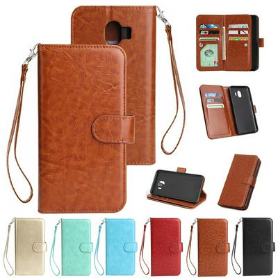 Solid Color Side Flip PU Leather + Soft TPU Picture Frame with  Picture Frame and 9 Cards Slot Wallet Protecting Cover Case for Samsung Galaxy J4 2018 J400 