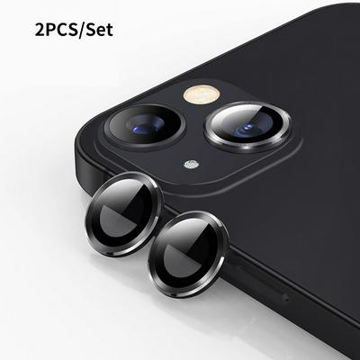 2pcs/set Hat-Prince ENKAY for iPhone 15 Alloy Metal Lens Protector + Tempered Glass Rear Camera Protection Ring
