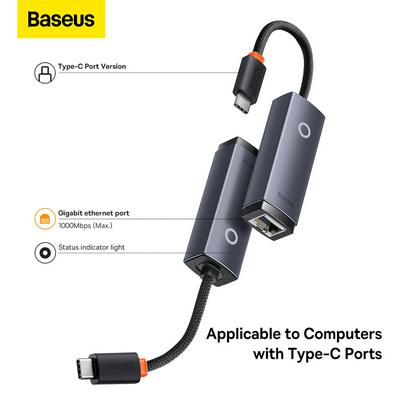 Baseus Lite Series Ethernet Adapter Type-C to RJ45 LAN Port (1000Mbps  Aluminum Alloy)
