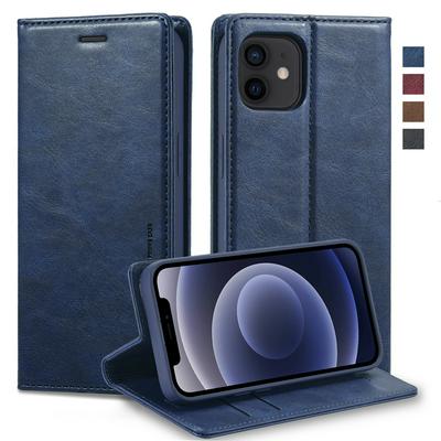 For iPhone 12/12 Pro Magnetic Closure Anti-Theft Brush Protection PU Leather Phone Case 